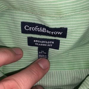 Green pinstripe button down